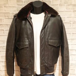 Schott NYC Men’s Medium Brown Leather Bomber Jacket -  Fur Liner NOT included